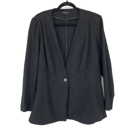 Lane Bryant Single Button Ponte Knit Blazer Jacket Womens Sz 18 Black Stretch - Picture 1 of 6
